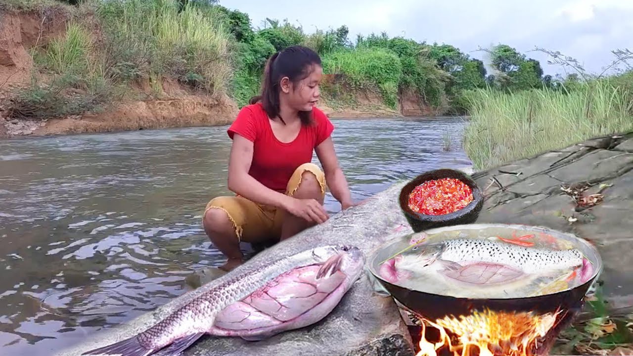 Yummy Big Fish with Eggs and Cooking Soup for lunch and Eating Delicous @LiisaCooking