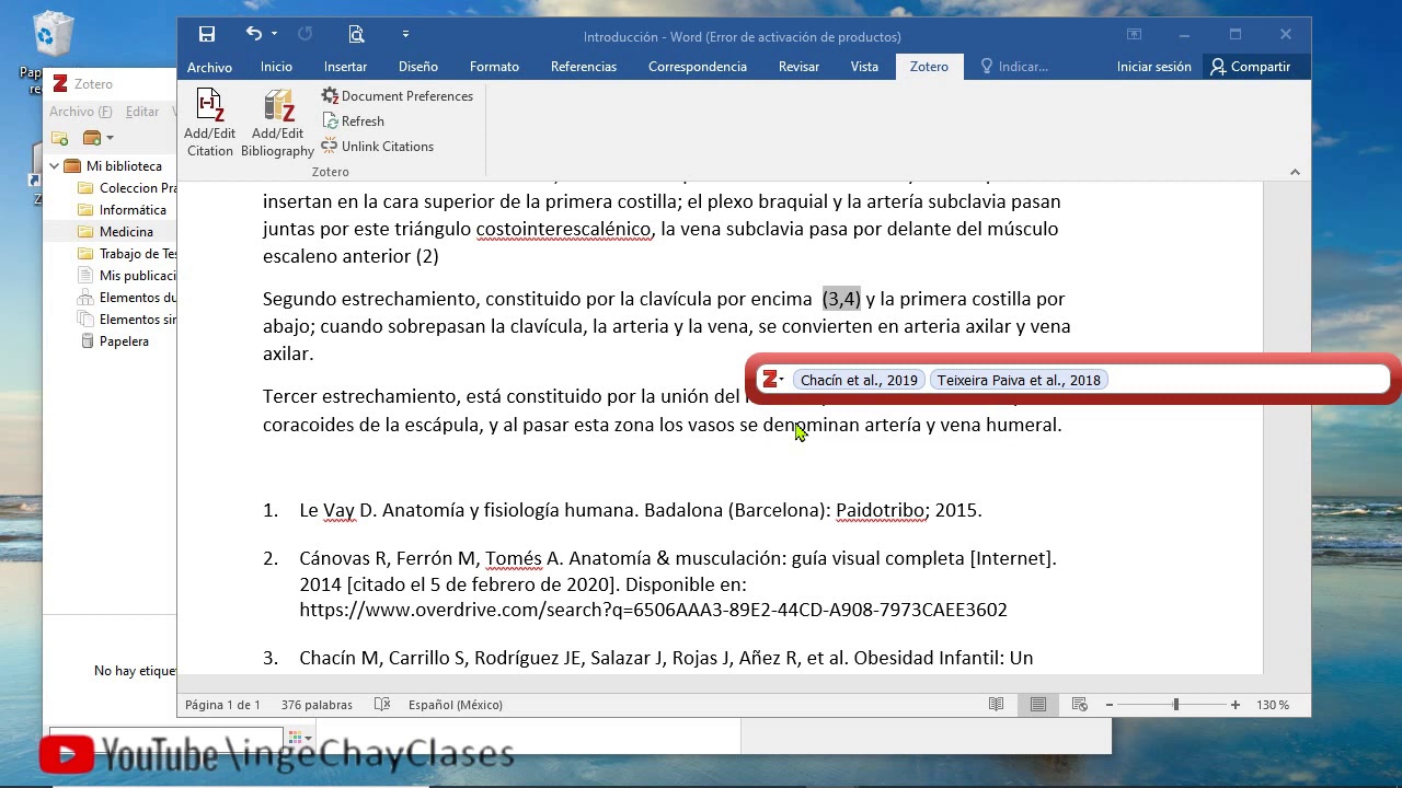 Zotero Lección 5 Citas y Bibliografía en un Documento de Microsoft Word en estilo Vancouver