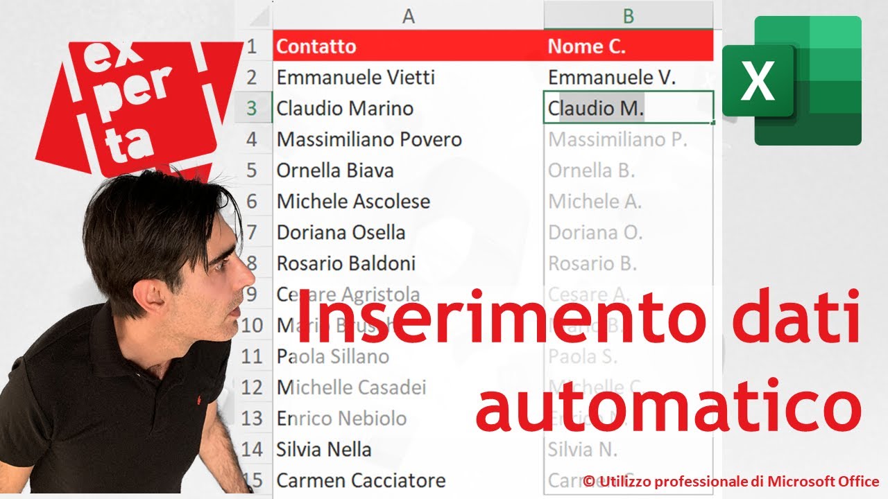 EXCEL - TRUCCHI E SEGRETI: 🪄 Flash Fill - Anteprima suggerimenti - «Magia» nel foglio di lavoro