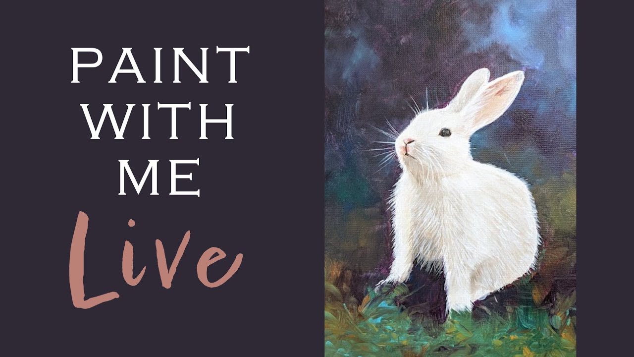 Paint With Me - Cute Bunny Acrylic Painting Tutorial - Real Time!