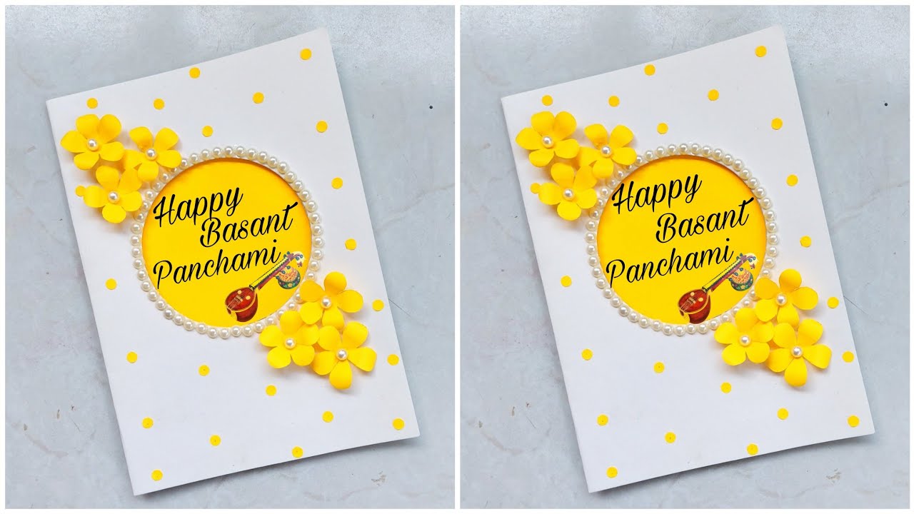 Diy easy basant panchami greeting card/Vasant panchami card/greeting card for basant panchami easy