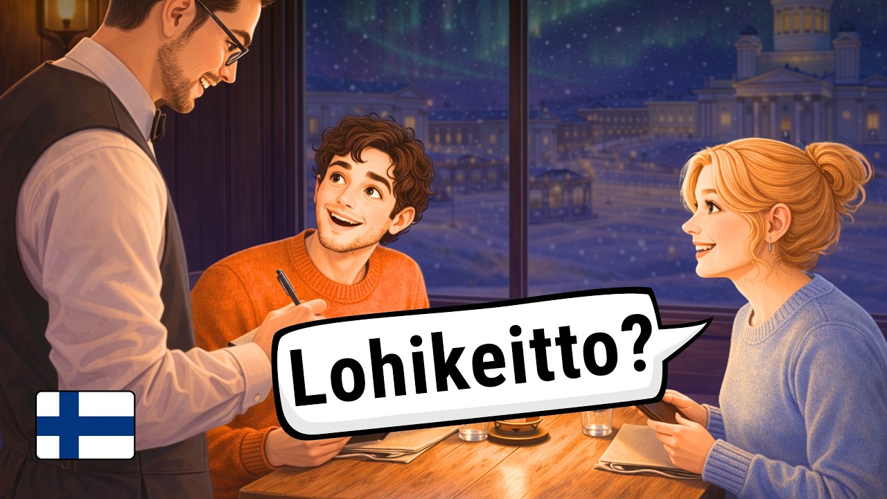 First Time at a Finnish Restaurant – Real Spoken Finnish Conversations & Listening (Subtitles)