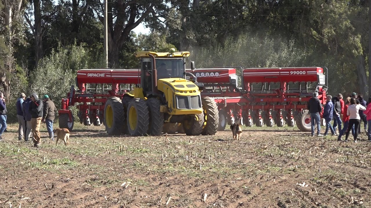 Sembradora Apache 99000, plegable y las ruedas no pisan lo sembrado.