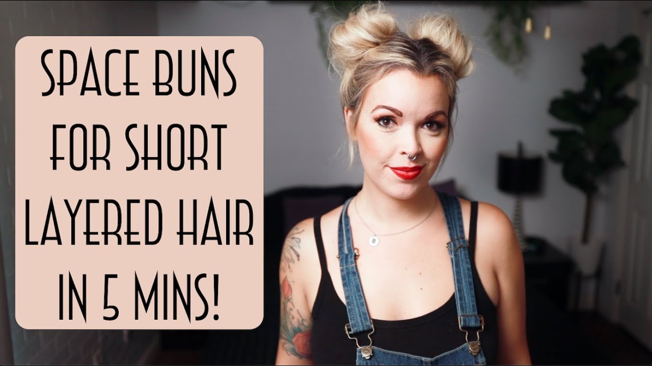 SPACE BUNS for Short, Layered hair in 5 Minutes! Cute EASY hair for Busy Moms and SAHM!