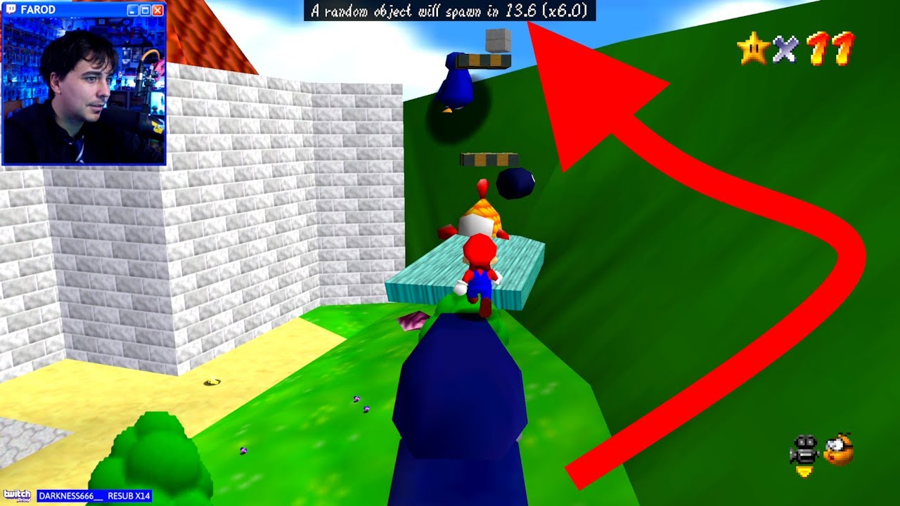 Mario 64 Mais un truc spawn toutes les X secondes (mod)