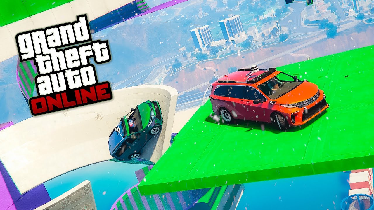 ВЕСЕЛЫЙ НОВОГОДНИЙ ПАРКУР НА ТАЧКАХ ИЗ ОБНОВЛЕНИЯ В GTA 5 ONLINE (ГОНКИ ГТА 5 ОНЛАЙН) #gta5