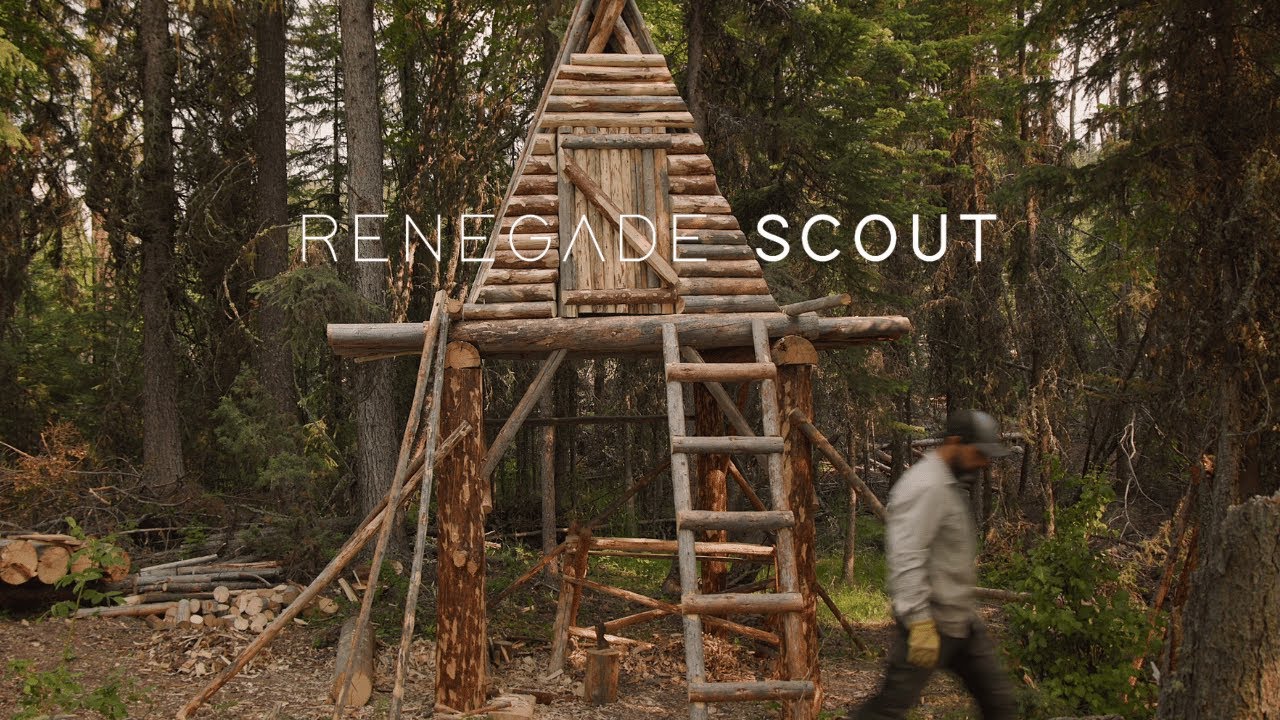 Building a Raised Bushcraft Shelter Solo in the Woods 🌲🔥 | 