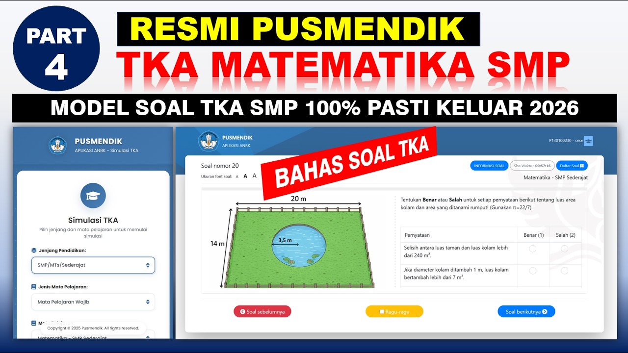 RESMI PUSMENDIK Pembahasan Soal TKA Matematika SMP MTs 2026 sesuai Kisi-kisi Kemdikbud Part-4