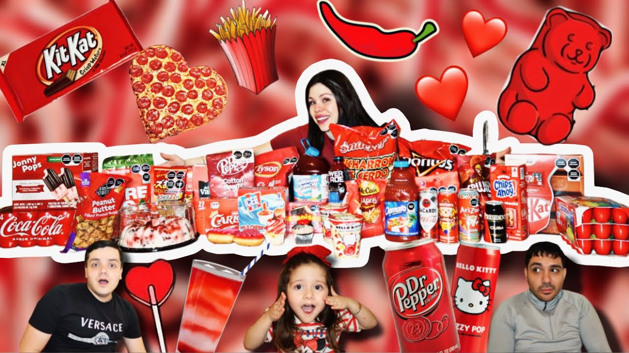 24 HORAS COMIENDO COMIDA ROJA | VLOG
