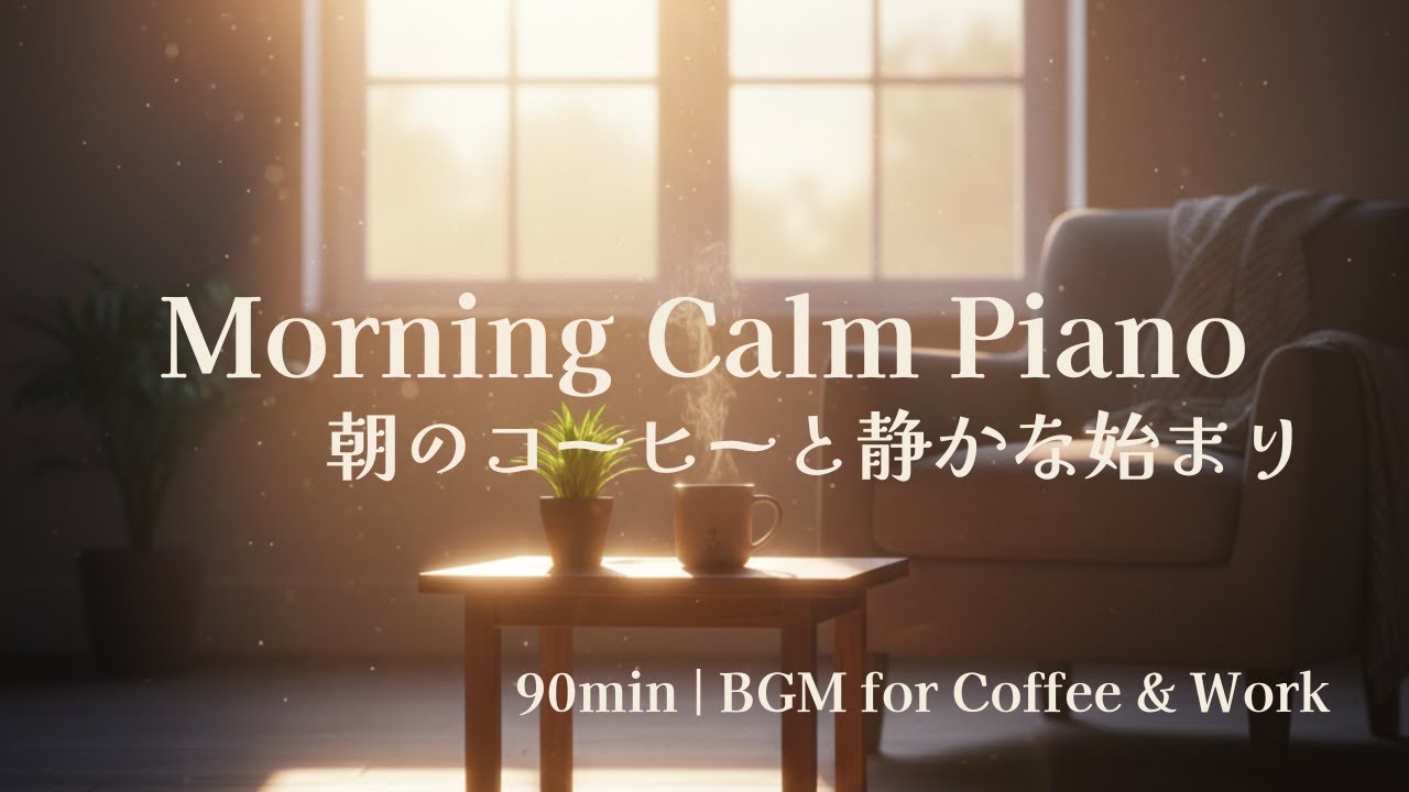 【Coffee & Work】Morning Calm Piano-90Minutes of Peaceful Start for Your Day　朝のコーヒーと静かな始まり９０分