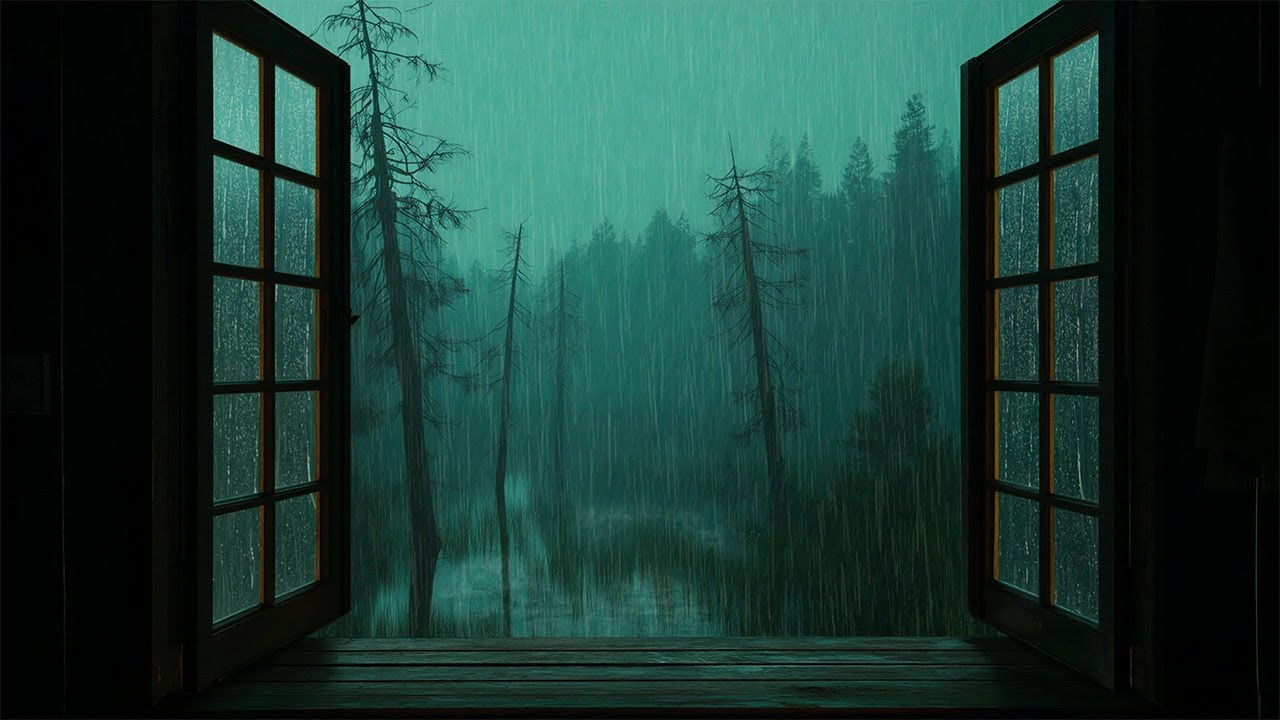 Midnight Rain Beyond the Window - Slow Falling Rain to Calm Thoughts & Insomnia