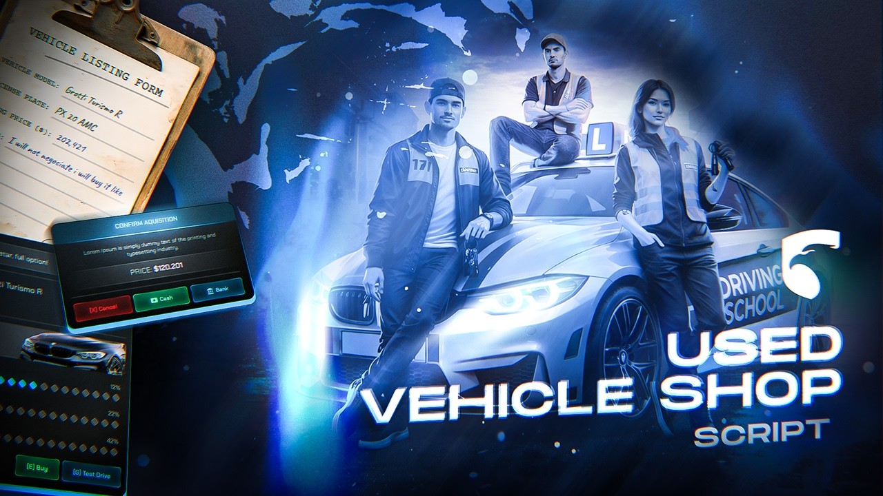 FiveM Used Vehicle Shop Script | Player Vehicle Marketplace | ESX, QBCore, QBX | FiveM Scripts