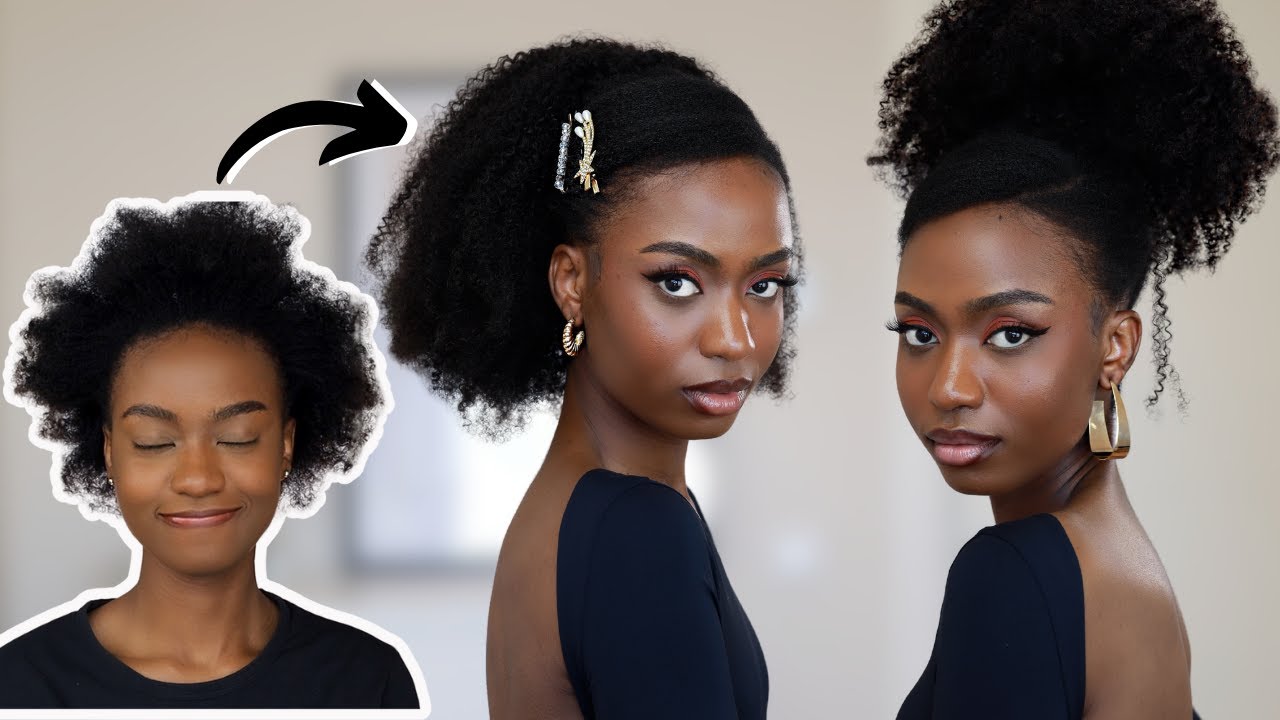 STYLE A 3C/4A HALF WIG ON 4C NATURAL HAIR | 3 QUICK AND EASY HAIRSTYLES  ft Curlscurls