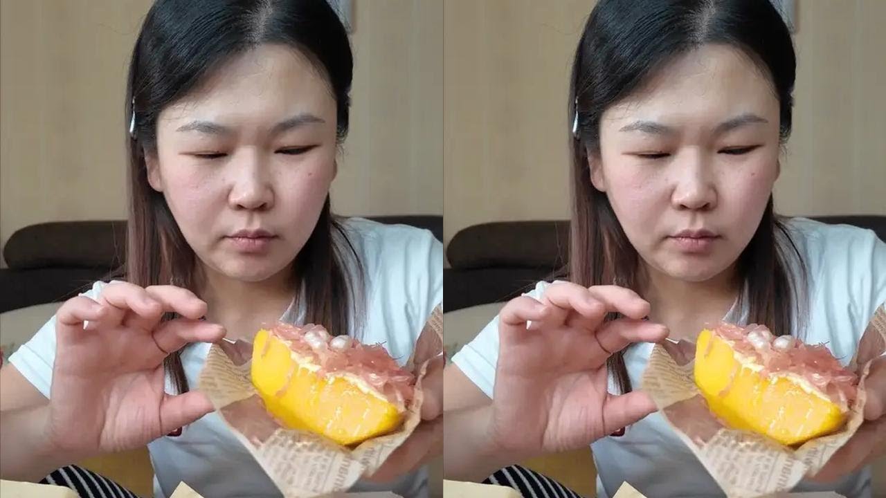 #吃货 #甜点  
固体杨枝甘露  
麻糍🍔