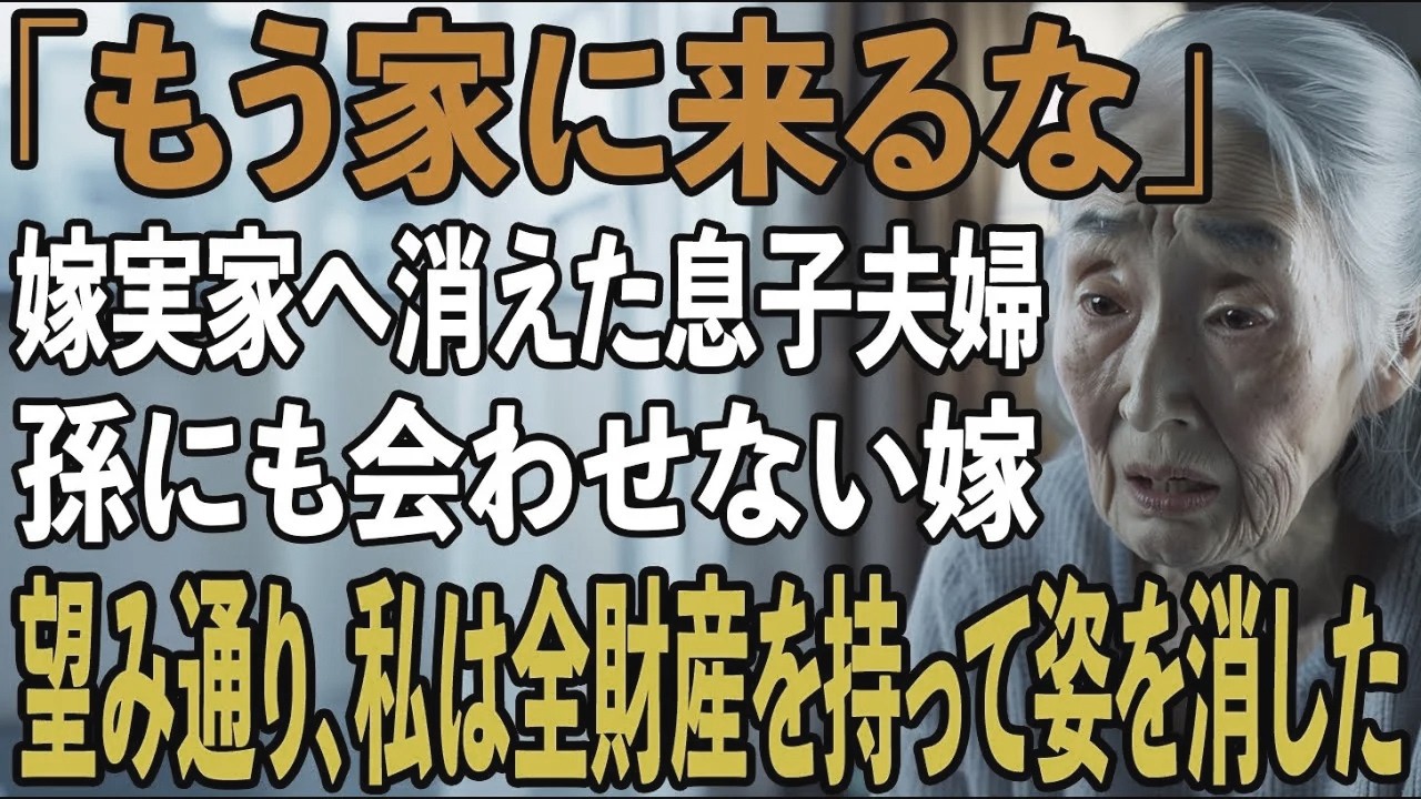 出産後、孫にも会わせず”一方的に絶縁を告げて”嫁実家へ消えた息子夫婦→お望み通り、30年間隠してきた1億円の隠し財産を持って姿を消してやりました...【シニアライフ】【60代以上の方へ】