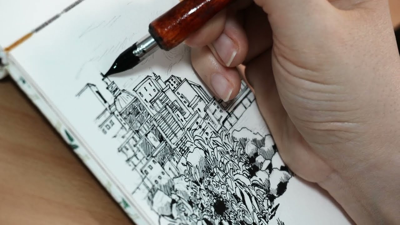fast and easy ink drawing with dip pen 