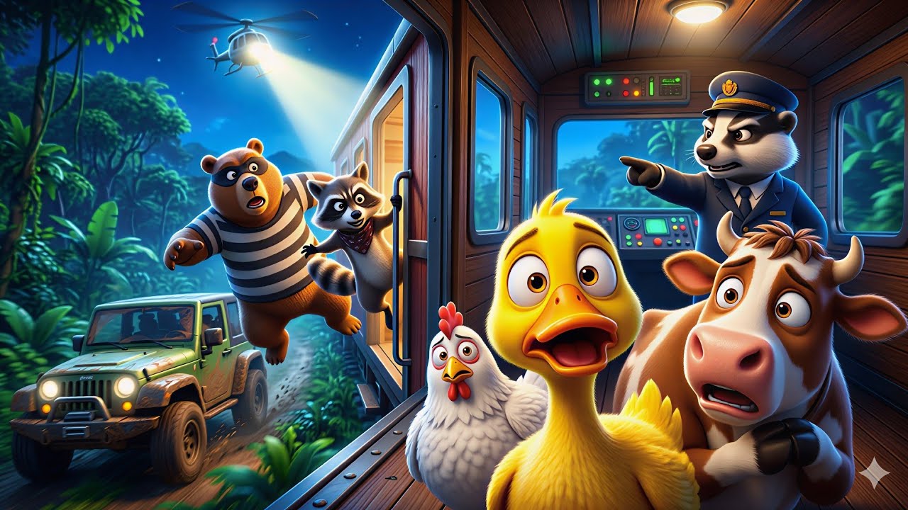Brave Train Captain Saves Farm Animals From Robbers! 🚂🐔 Kids Cartoon Rescue Story