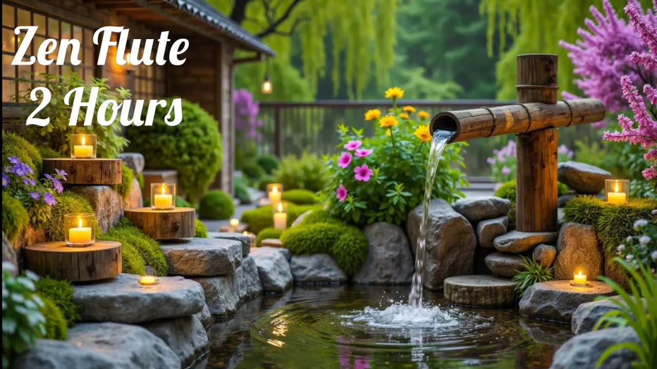 Calming Zen Flute & Bamboo Water Sounds – Inner Peace Meditation | 2H
