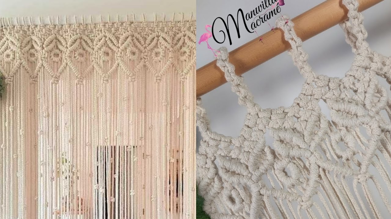 ستارة مكرميه بسيطه  / حلقات الستاير /macrame_manwilla/manal Elmawardy