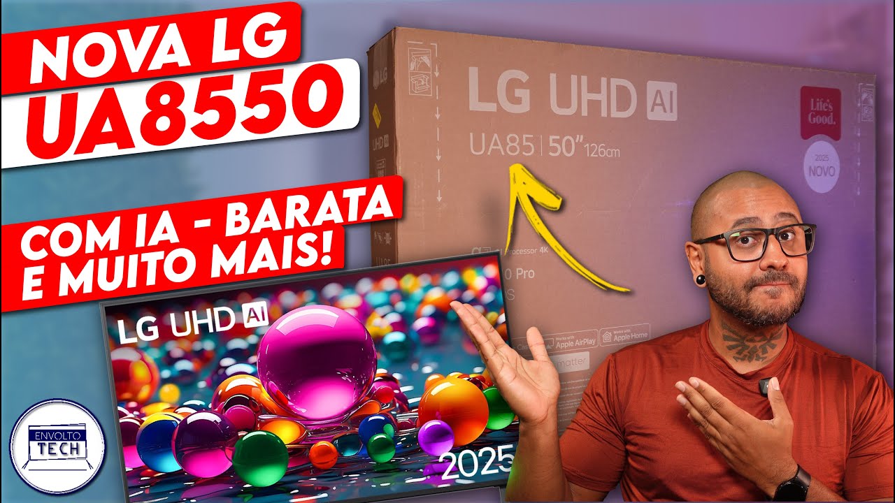 Nova TV LG BARATINHA de 2025! Unboxing e Testes no modelo UA8550