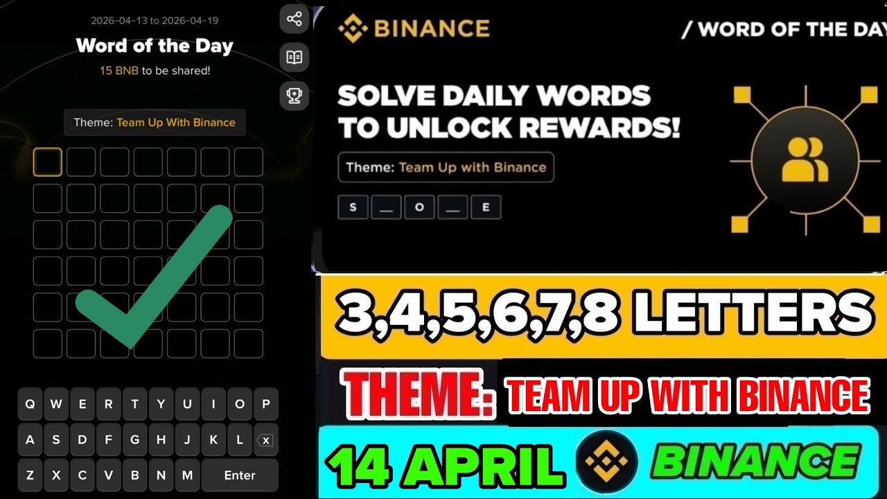 Theme Team UpWithBinance | Binance Crypto WODL Answers Today | All Letters WOTD