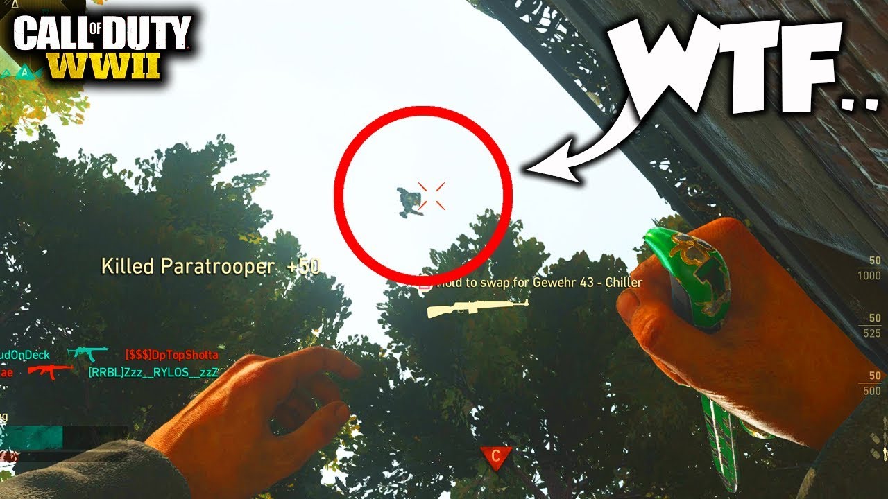 THROWING KNIFED A FLOATING PARATROOPER IN THE SKY!! (COD WW2)