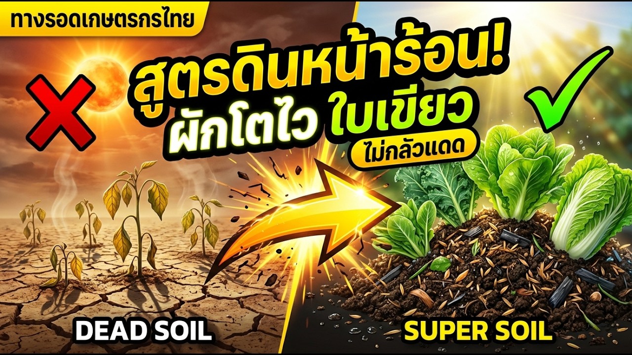 สูตรดินปลูกผักหน้าร้อน ลดความร้อนในดิน ผักโตดี