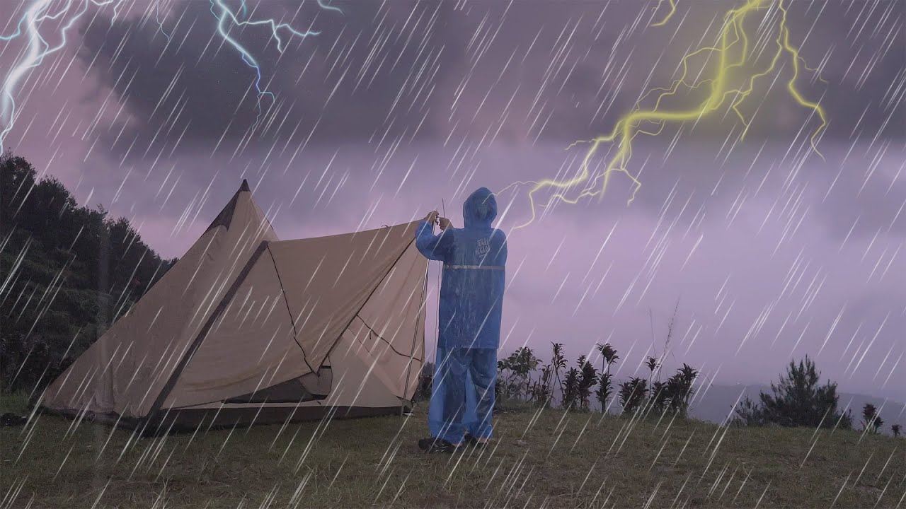 ⛈️ 3 DAYS SOLO CAMPING IN THUNDERSTORM AND HEAVY RAIN - RELAXING CAMPING ASMR