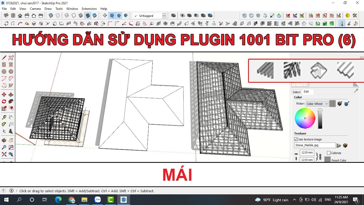 hướng dẩn sử dụng PLUGIN 1001 BIT PRO (6) - VẼ MÁI - ROOF