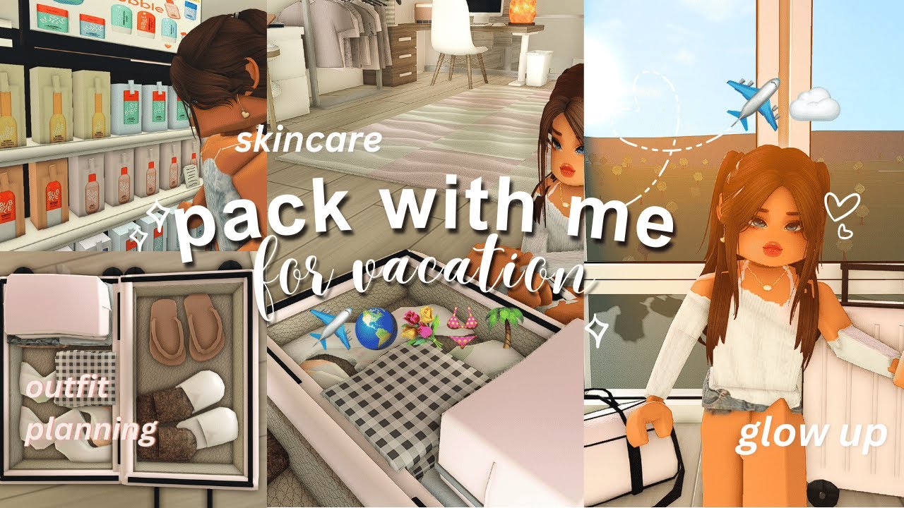 ♡✈️🎀PACK & PREP w/ me for SUMMER vacation | bloxburg roleplay ♡