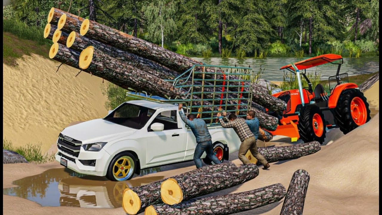 ย้ายรถมาลากไม้ขึ้นจากบ่อทรายกับหน้างานสุดโหด FARMING SIMULATOR 19
