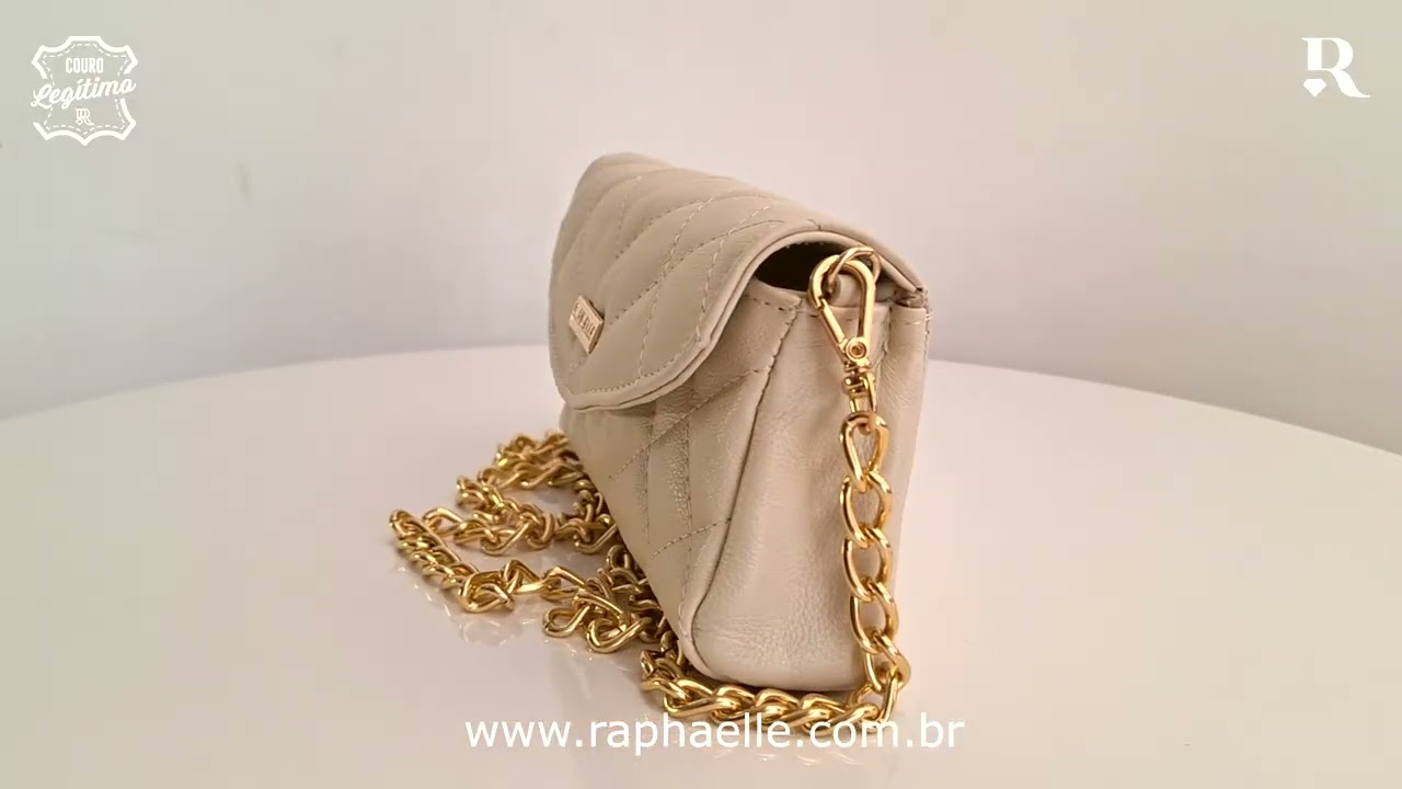 Bolsa Clutsh Matelassê Bege em Couro Legítimo - Raphaelle