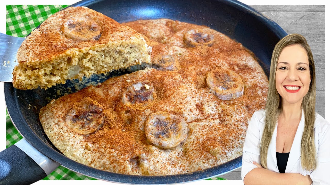 Bolo de Banana de FRIGIDEIRA Fácil e Barato - SEM TRIGO e SEM AÇÚCAR