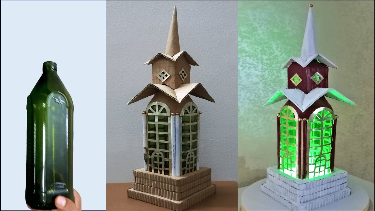 Beautiful Bottle House I Cardboard bottle house I Miniature house I  LED light house