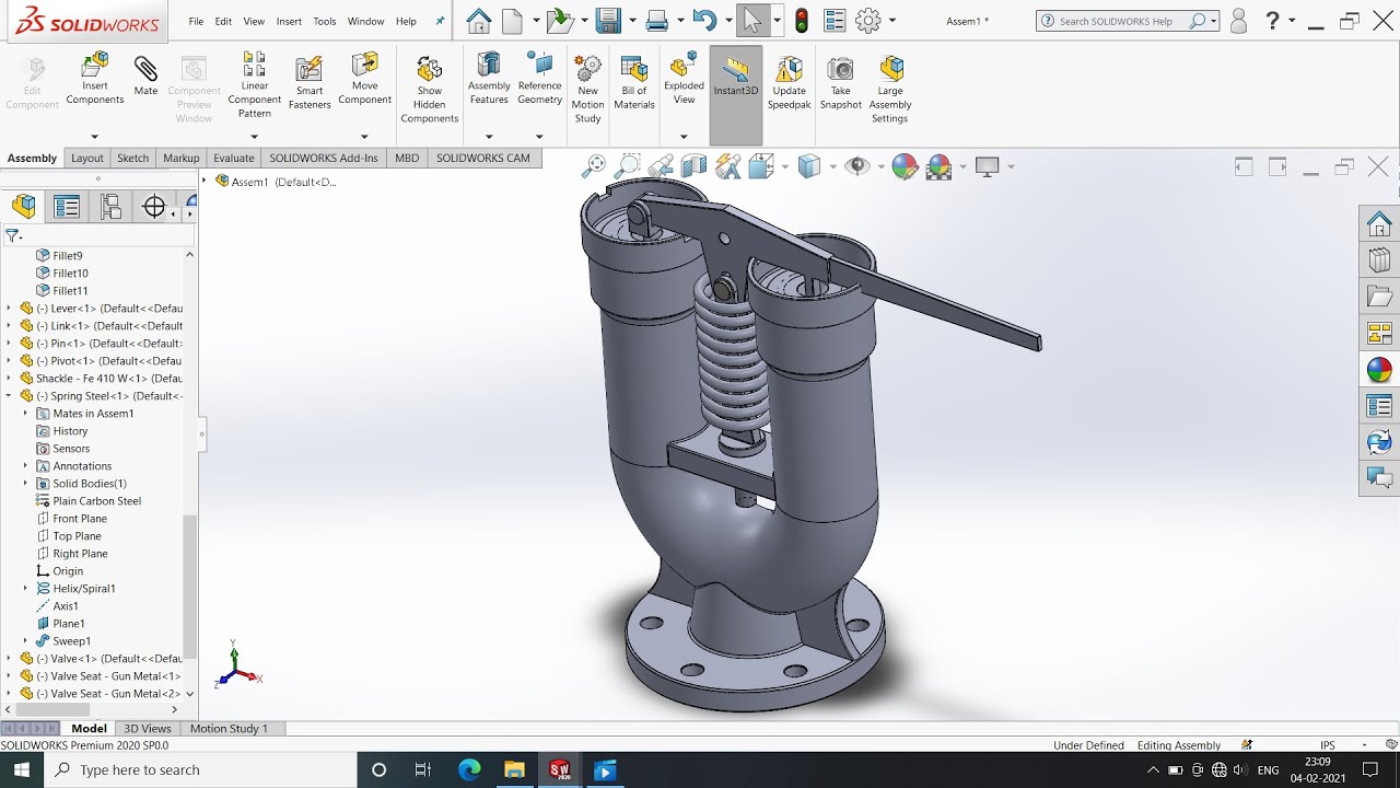 Rams bottom safety valve design and assembly in solidworks |