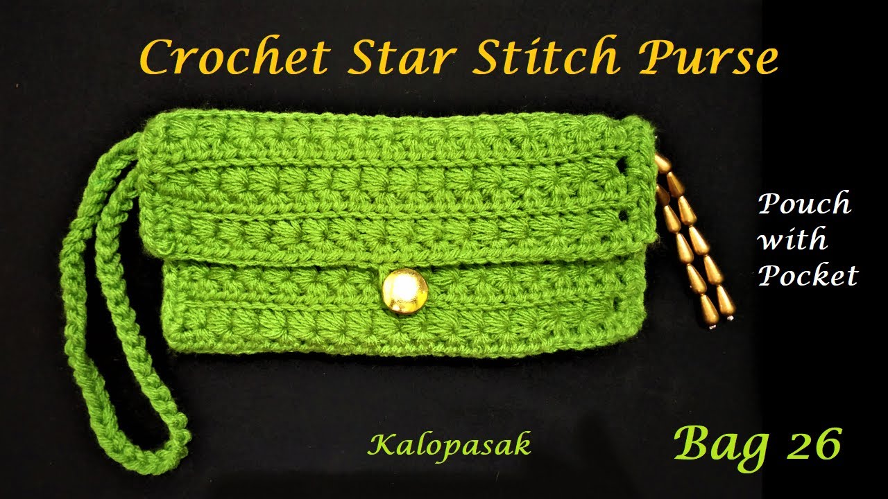 Crochet Star Stitch Purse (subtitles) | Bag with Pocket 26 | Pouch | Gift Item | Rukhawat Item