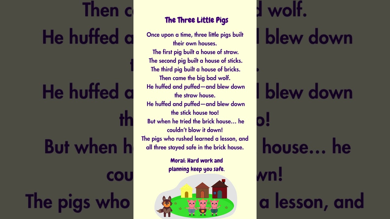 The Three Little Pigs | Short Story for Kids | Classic Moral Tale | 