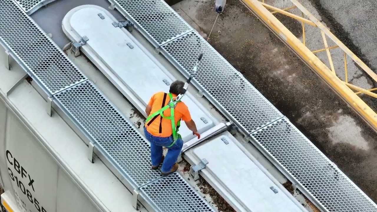 Loading Grain into Railcars, Drone 4K