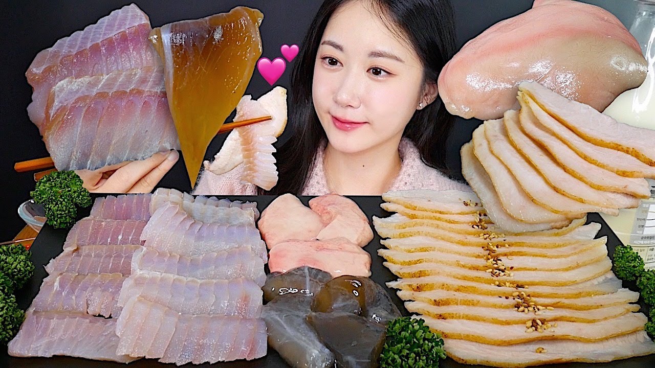 Ферментированный Скат И Вареная Свинина💕 Сырая Печень😋 | eating show | asmr mukbang korean
