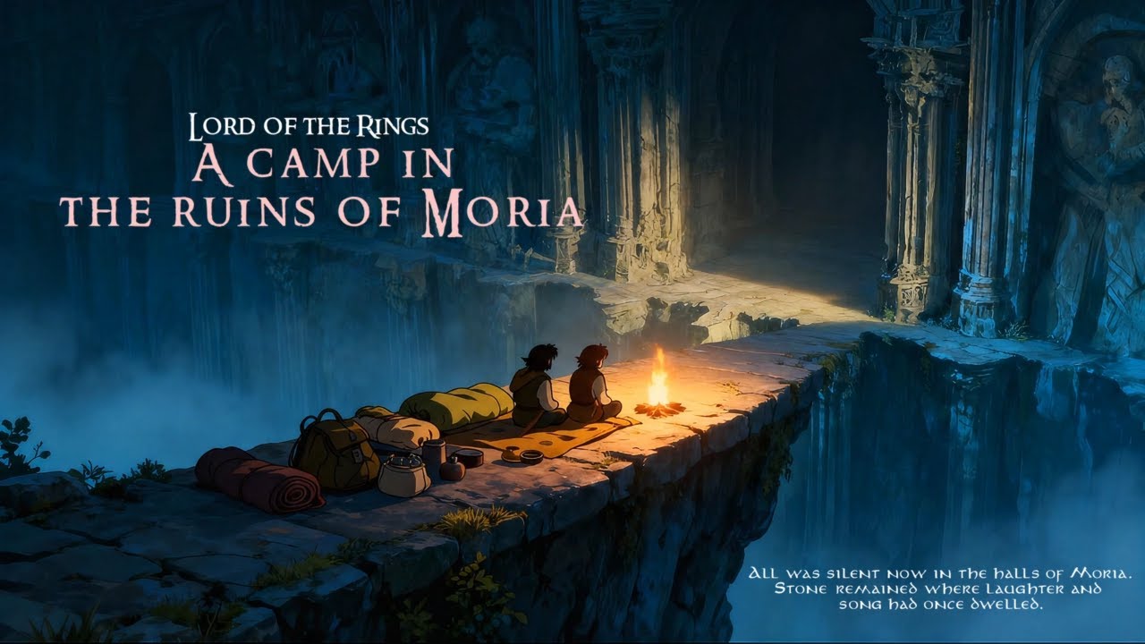 LOTR Ambience for Relaxation & Sleep | Cozy Dark Fantasy Atmosphere, Campfire & Music