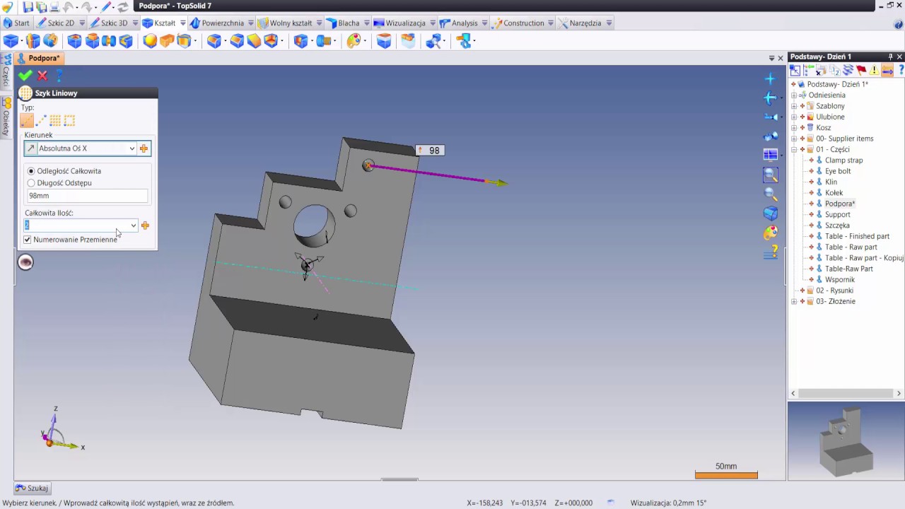 TopSolid 7  CAD - Tworzenie Podpory