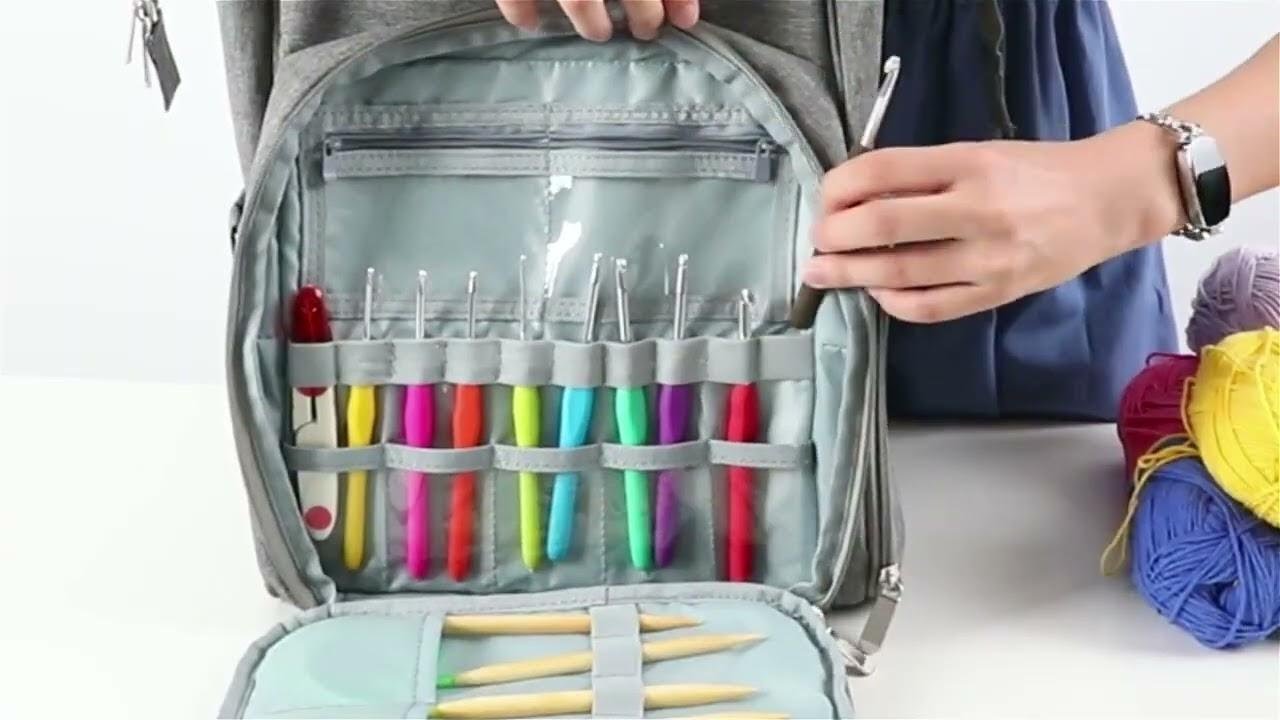 Looen Crochet Storage Backpack Organizer Portable Knitting Bags Totes