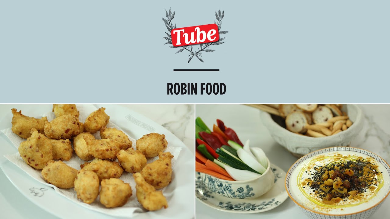 ROBINFOOD / Buñuelos de jamón y queso + Dip de almendras y curri