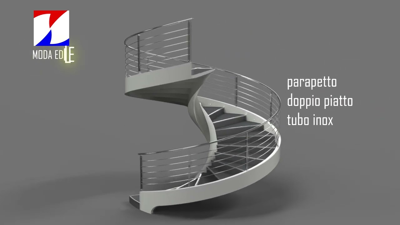 scala elicoidale prefabbricata in cemento armato diametro 380 cm con ringhiera