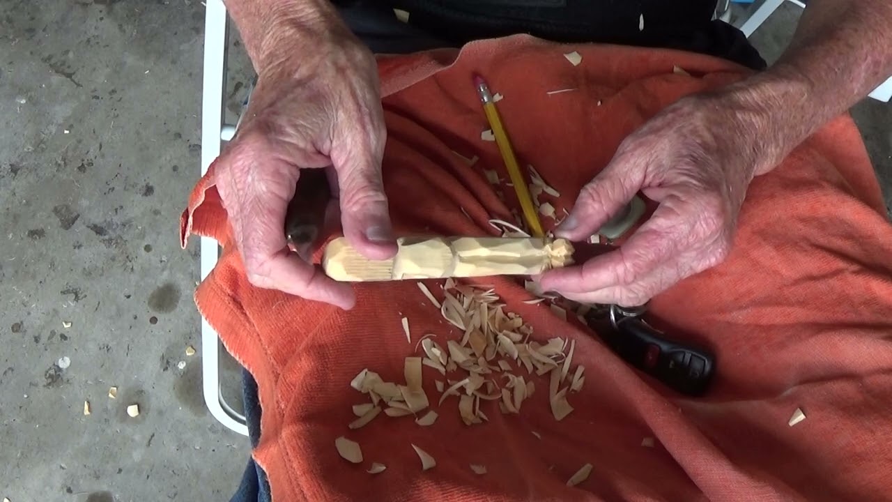 Whittling The Long Legged Figure Out Of A Block Of Wood Part 2