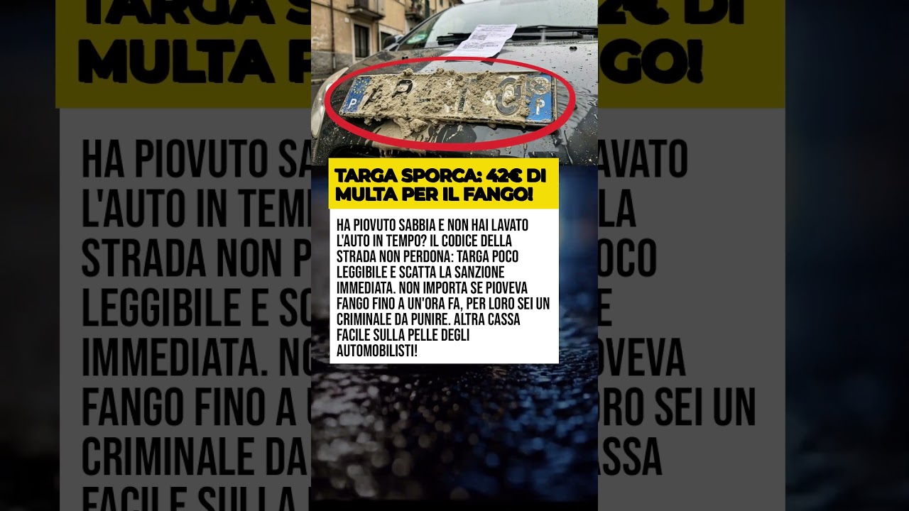 TARGA SPORCA: 42€ DI MULTA PER IL FANGO!