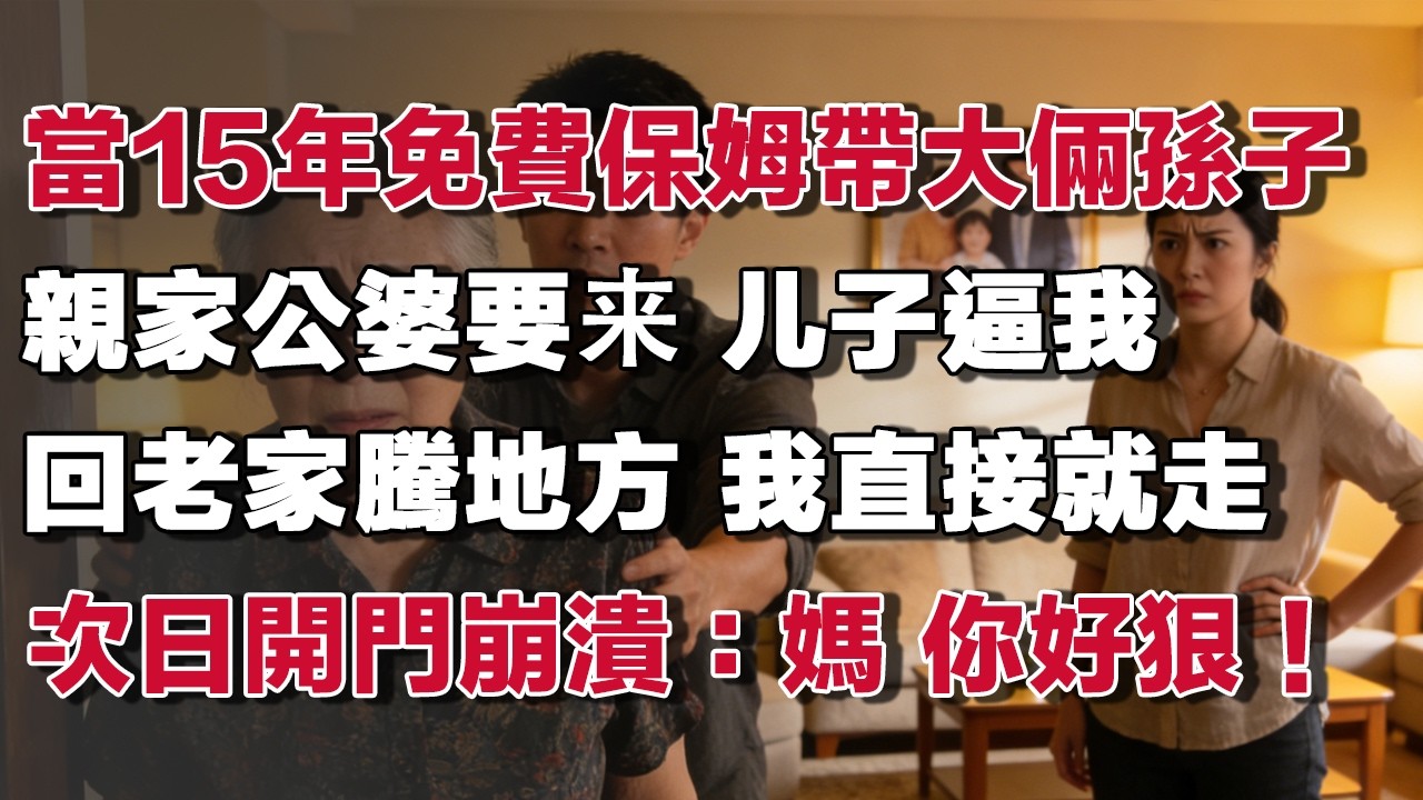 當15年免費保姆帶大倆孫子親家公婆要来 儿子逼我回老家騰地方 我直接就走次日開門崩潰：媽 你好狠！#情感故事 #養老故事 #樂齡故事匯