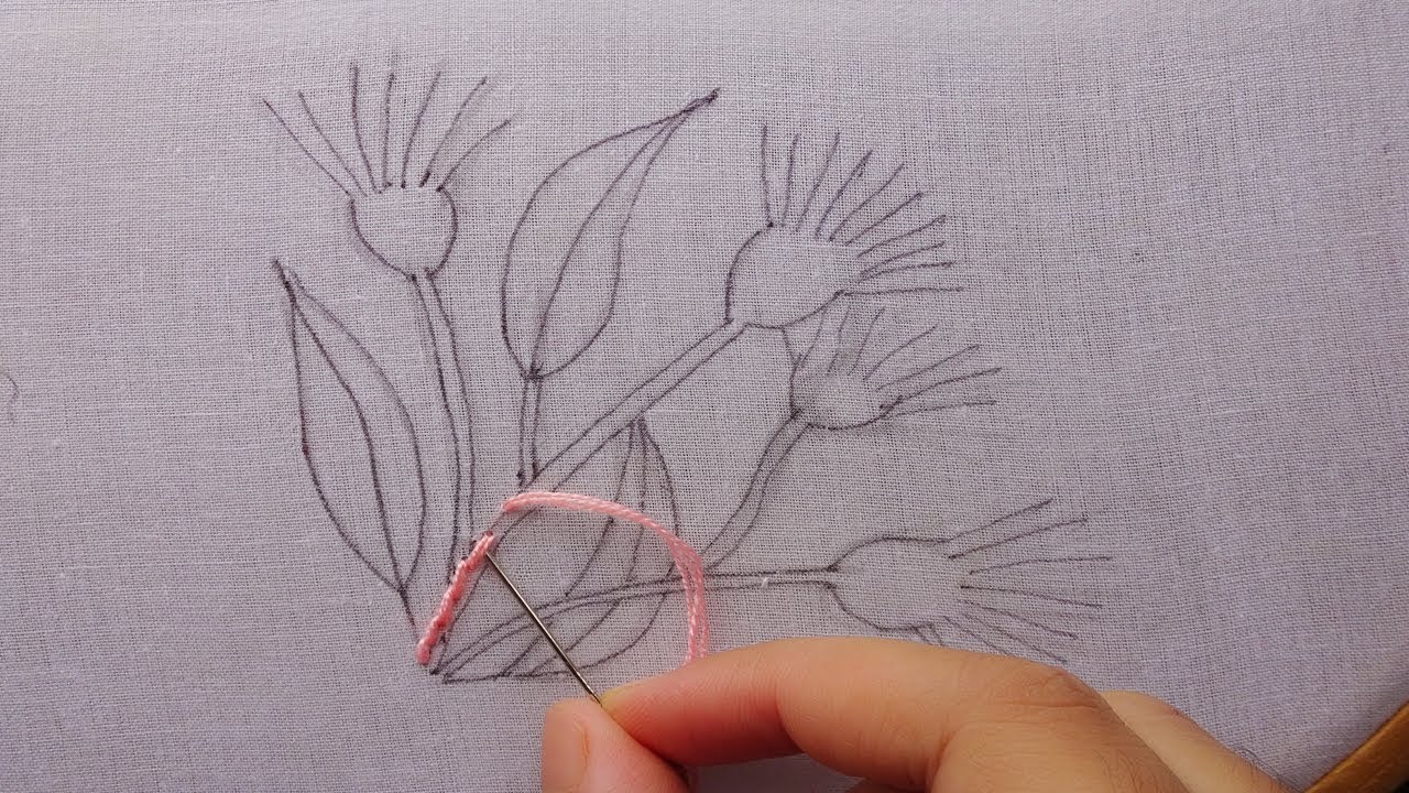 hand embroidery easy flower stitches,leaf and flower embroidery for dress