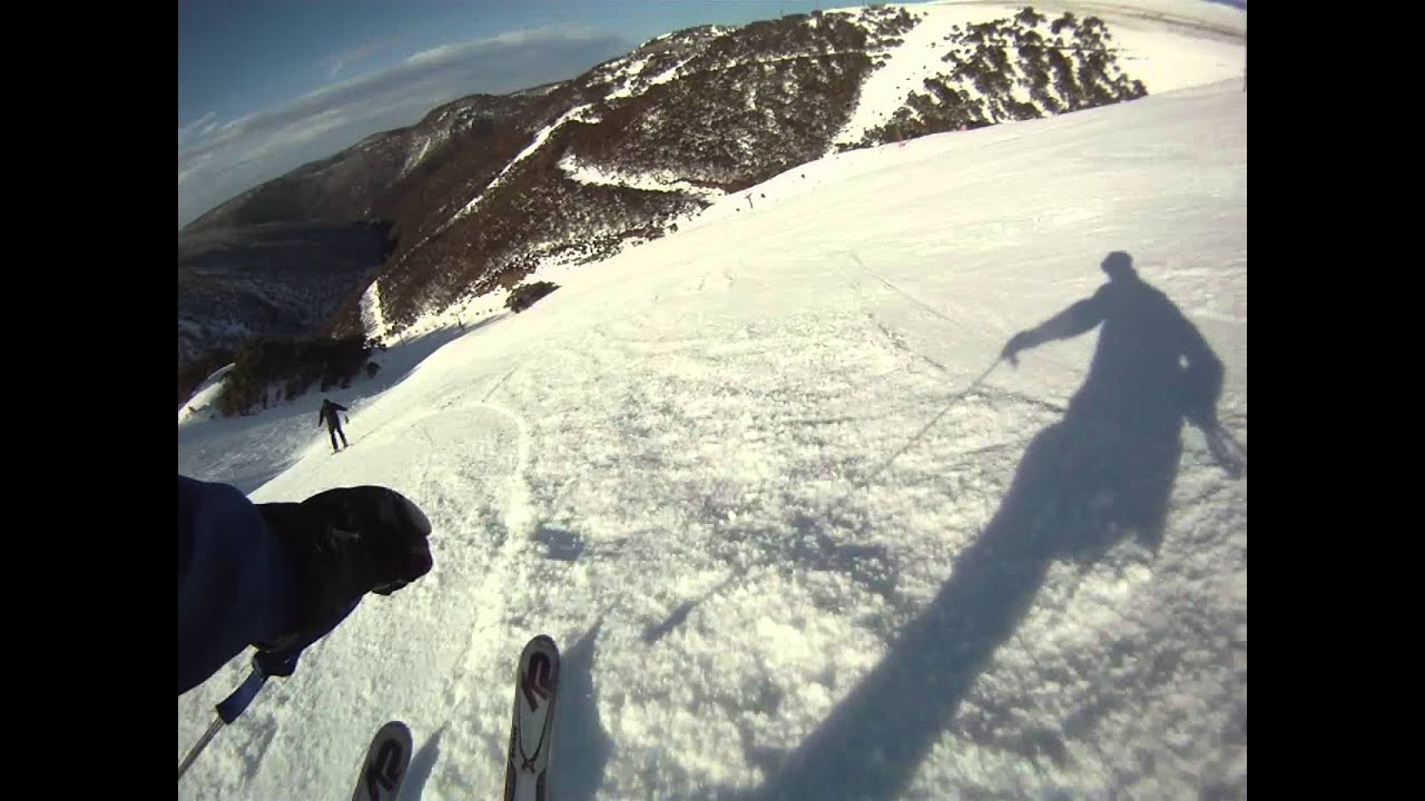 Mt Hotham Skiing Imagine Run 50 yo skier using chest mount GoPro HD 960