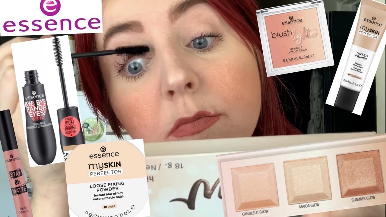 TESTING NEW ESSENCE MAKEUP | Primer, Lipstick, Mascara, Highlighter, Blush, Loose Powder